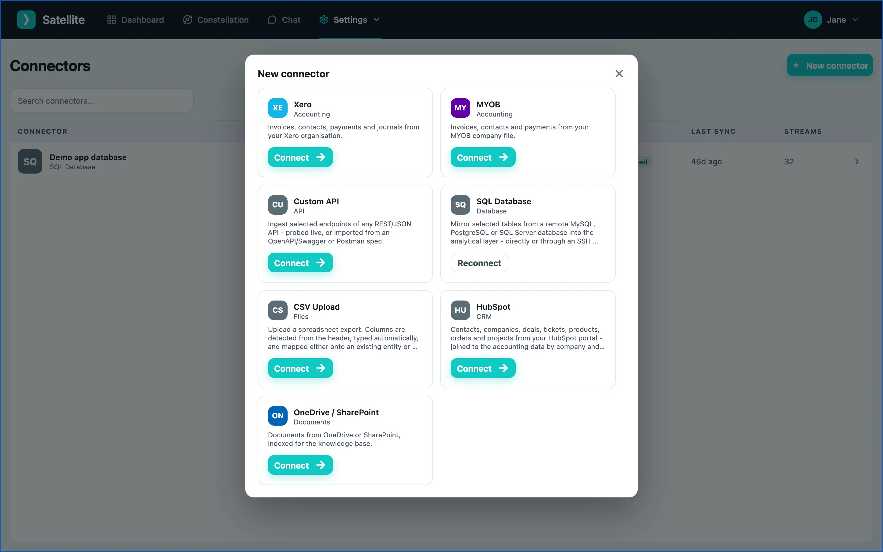 The New connector gallery of available systems